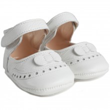Chaussures semelle souple en cuir Charlotte blanc (1-5 mois)  par Paskap