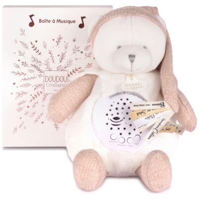 Veilleuse musicale projection d'étoiles ours rose Doudou et Compagnie