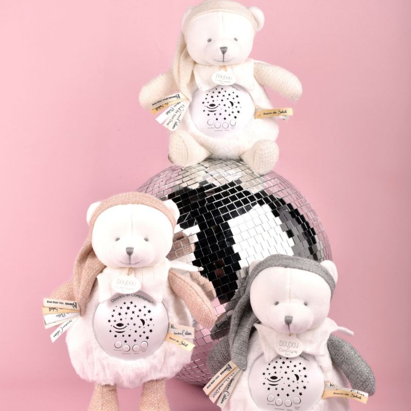 Veilleuse musicale projection d'étoiles ours rose Doudou et Compagnie Ambiance 6