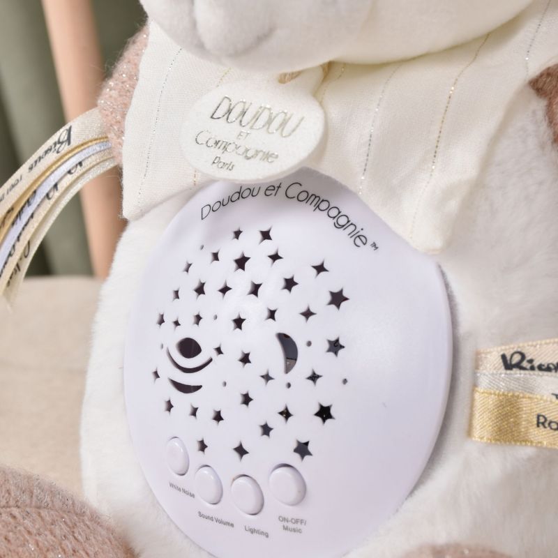Veilleuse musicale projection d'étoiles ours rose Doudou et Compagnie Ambiance 7