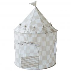 Tente de jeu en tissu recyclé Damier beige - 3 sprouts