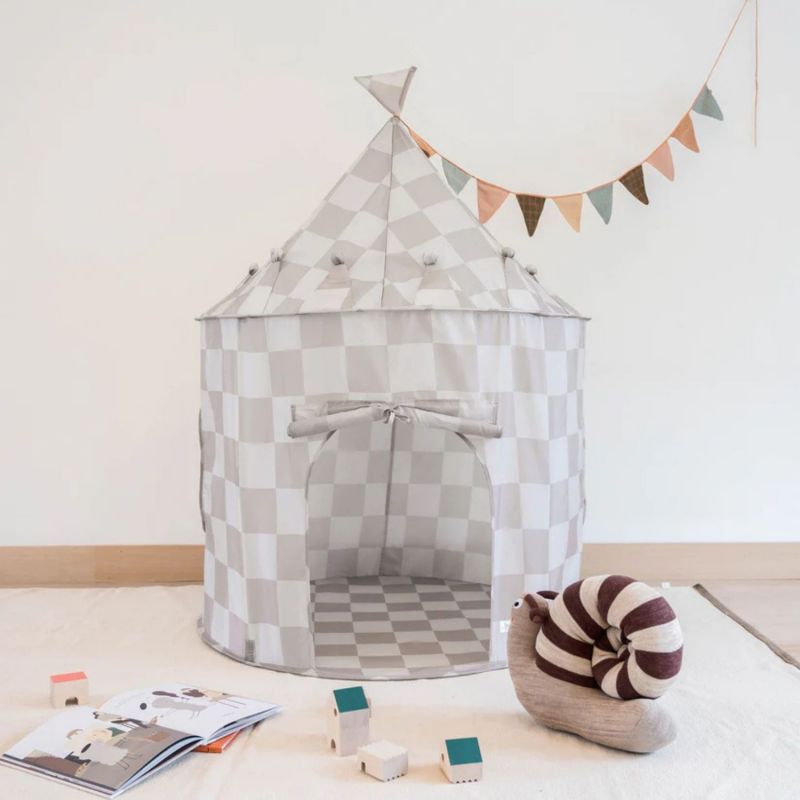 Tente de jeu en tissu recyclé Damier beige 3 sprouts Ambiance 4