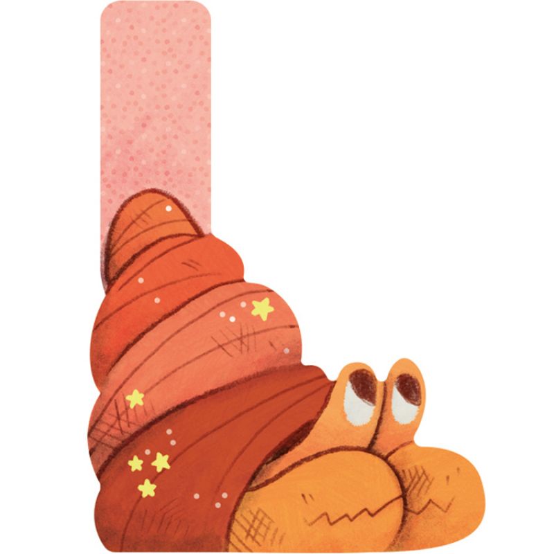 Lettre L en bois Bernard-l'hermite orange Moulin Roty