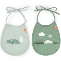 Bavoir petit lot de 2 Croco vert - Done by Deer