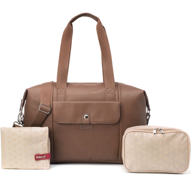Sac de maternité en cuir vegan Stef marron Babymel