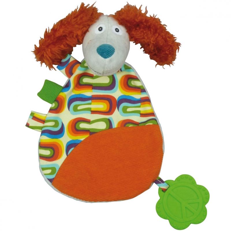 Doudou plat Antoine le chien La Happy Farm (30 cm) Ebulobo