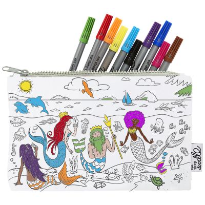 Trousse à colorier lavable et réutilisable Sirènes avec 10 feutres