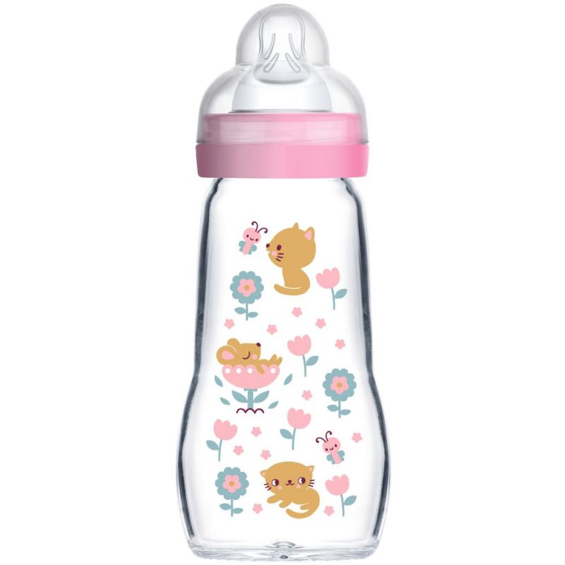 Biberon en verre Bonbon - Tétine débit 2 (260ml) MAM