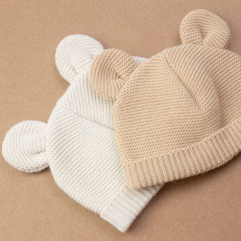 Bonnet Ours en maille Sable (0-1 mois) Trois Kilos Sept Ambiance 3