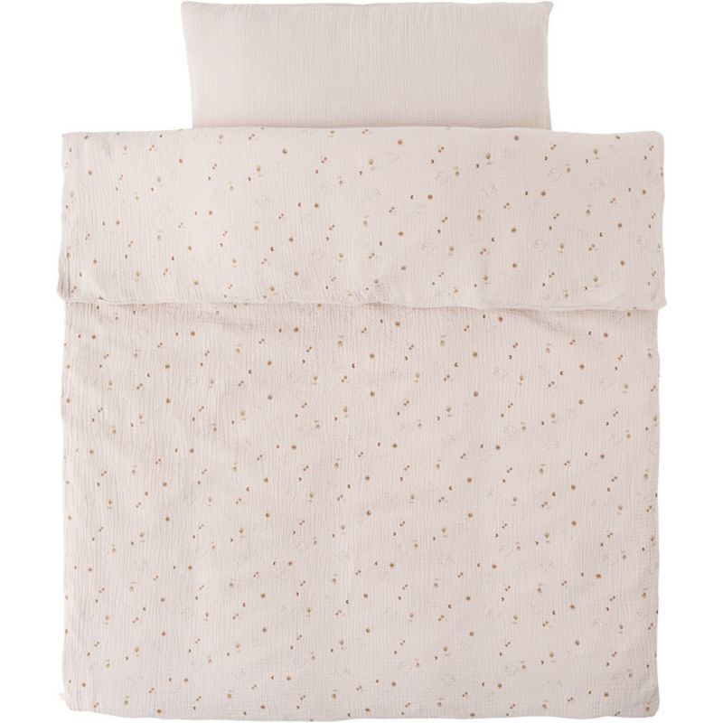 Housse couette en mousseline Bali, Moka & Snow (100x140 cm) - Reconditionné Noukie's Produit 1
