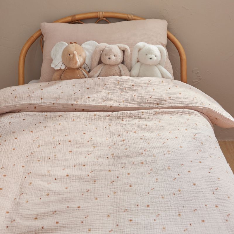 Housse couette en mousseline Bali, Moka & Snow (100x140 cm) - Reconditionné Noukie's Produit 5