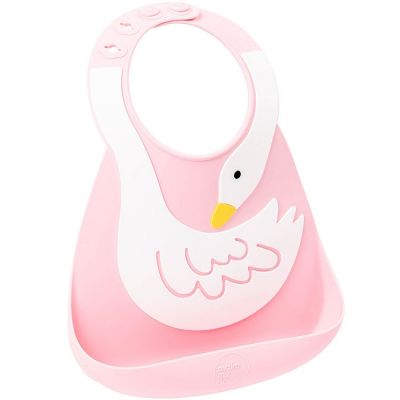 Fais moi un cygne * Bavoir-silicone-a-poche-cygne-rose