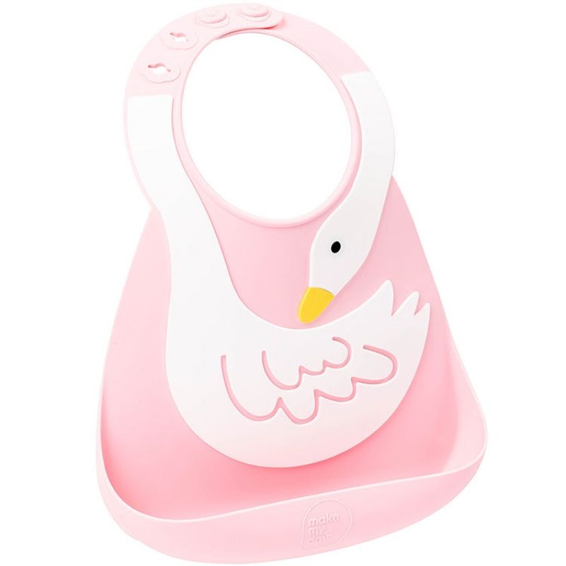 Bavoir silicone à poche Cygne rose Make My Day