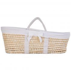 Couffin moïse naturel avec matelas et habillage jersey écru - Childhome