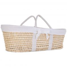 Couffin moïse naturel avec matelas et habillage jersey écru