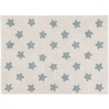 Tapis rectangulaire Estrellas étoile écru et bleu (120 x 160 cm)  par Lorena Canals