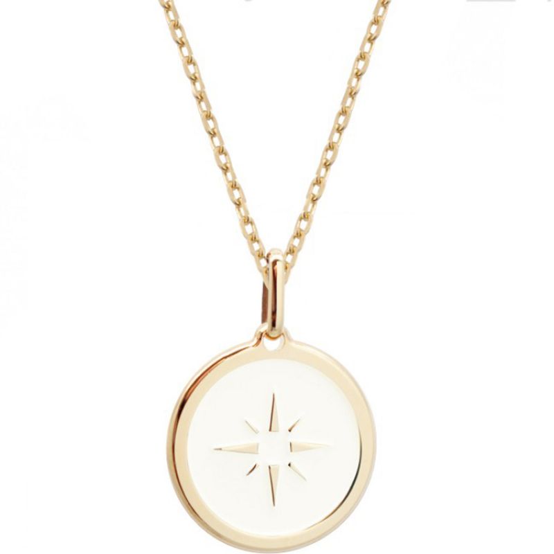 Collier femme Rose des vents ivoire plaqué or 45 cm (personnalisable) Petits trésors