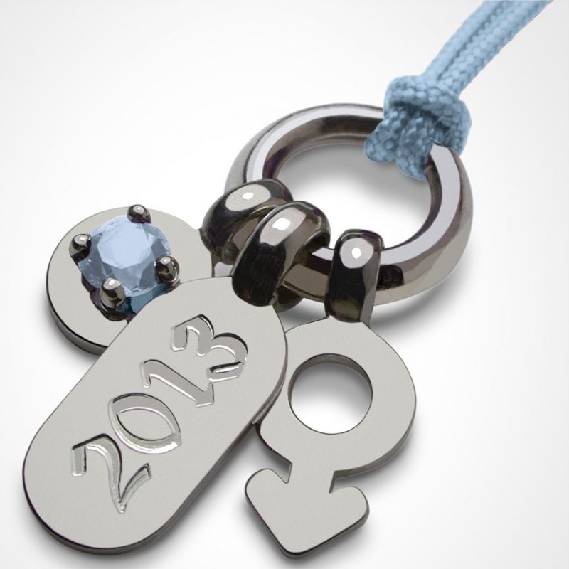 Collier cordon Pogo garçon Pierre précieuse ou fine (or blanc 750°) Mikado