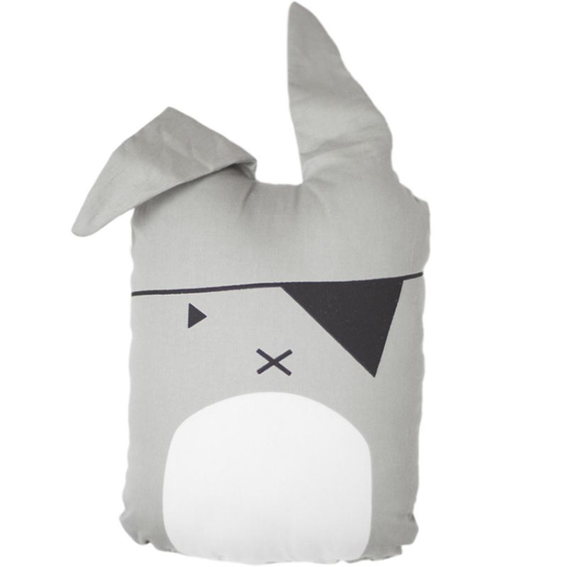 Coussin Lapin pirate gris (19 x 25 cm) Fabelab