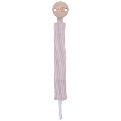 Attache-sucette en gaze de coton rayé galet BB & Co
