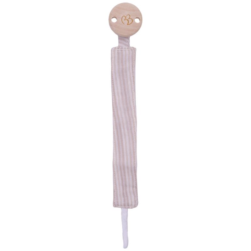 Attache-sucette en gaze de coton rayé galet BB & Co Produit 1