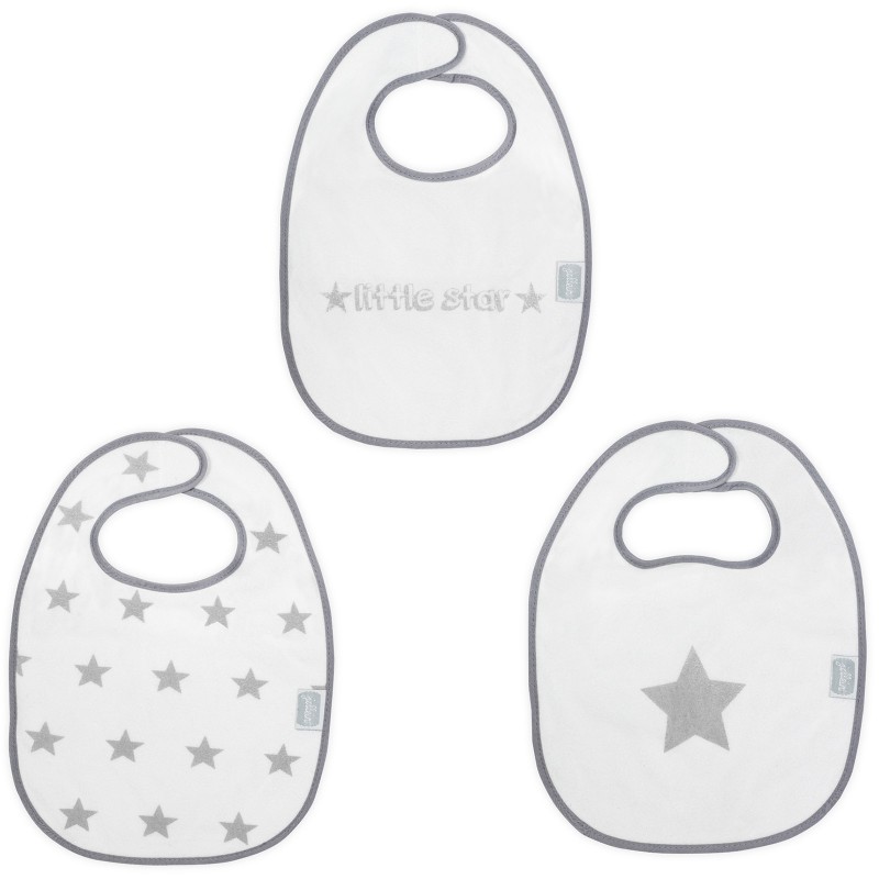 Lot de 3 bavoirs à velcro Little star étoile grise Jollein