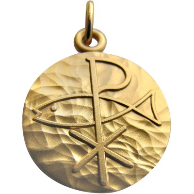 Médaille Pax et Poisson 18 mm (or jaune 750°) Martineau
