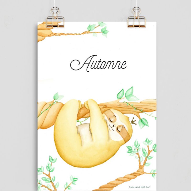 Affiche A4 Paresseux (personnalisable) Gaëlle Duval