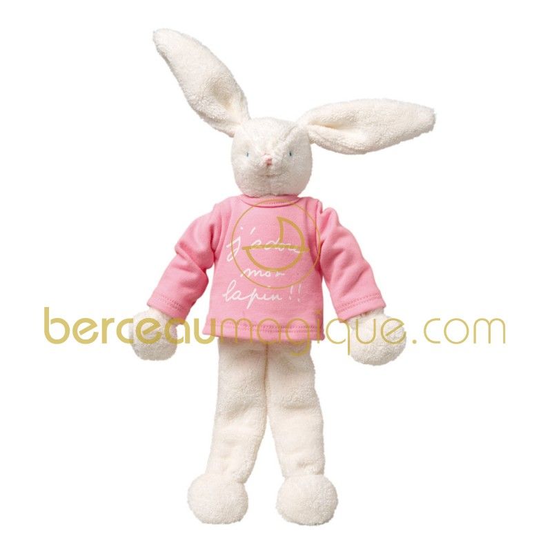 Peluche Lapin ivoire t-shirt rose Agnès B (32 cm) Trousselier