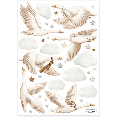 Planche de stickers muraux Oies sauvages (A3) Lilipinso