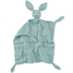 Doudou plat attache sucette Bunny vert de gris frizy (40 cm)