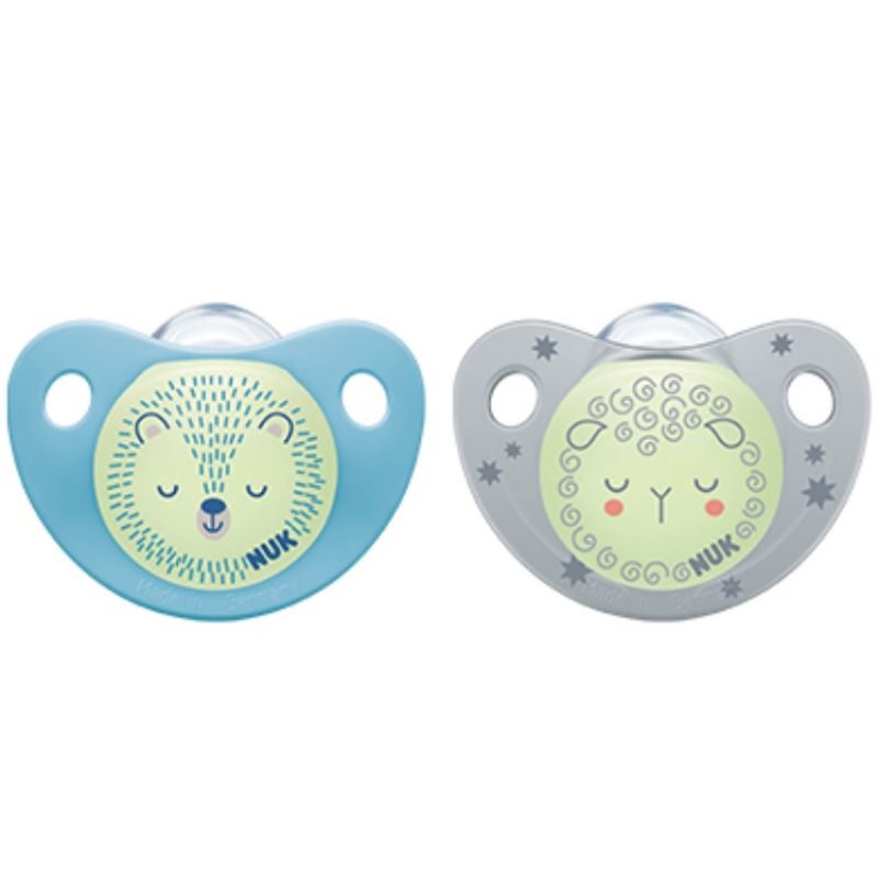 Lot de 2 sucettes physiologiques phosphorescentes nuit Trendline (6-18 mois) NUK