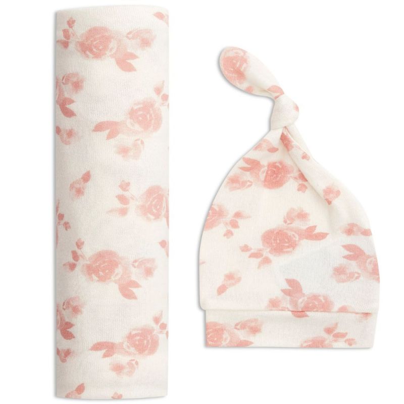 Coffret naissance maxi lange et bonnet en maille rosettes (0-3 mois) aden + anais