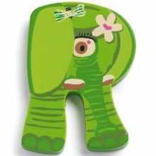 Lettre R en bois Elephant Achille  par Djeco