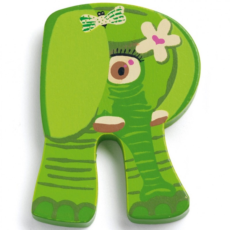 Lettre R en bois Elephant Achille Djeco