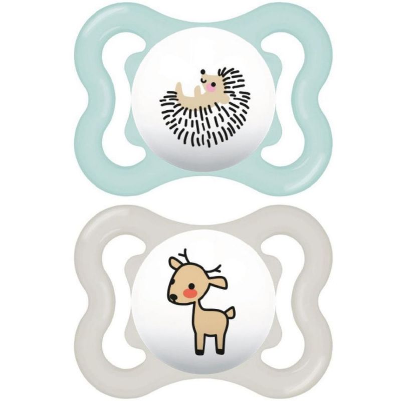 Lot de 2 sucettes Supreme en silicone Hérisson et cerf (2-6 mois) MAM