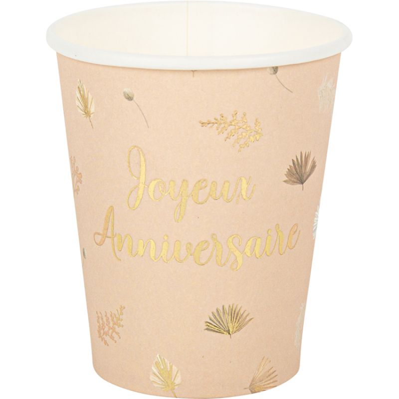 Lot de 8 gobelets en carton Anniversaire Boho Arty Fêtes Factory