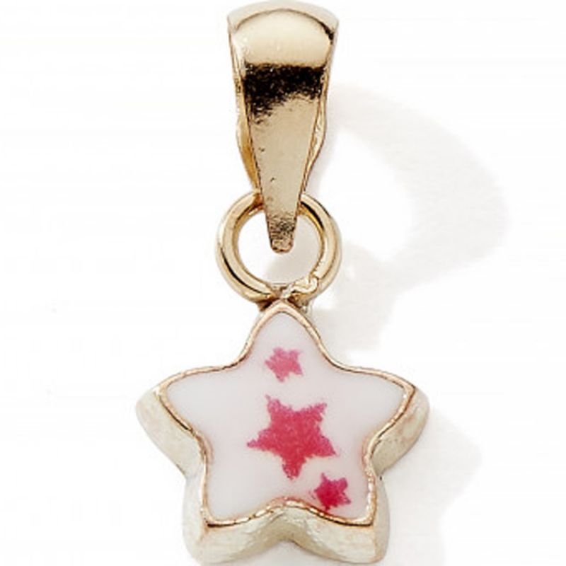Pendentif Etoile blanc et rose (or jaune 375°) Baby bijoux