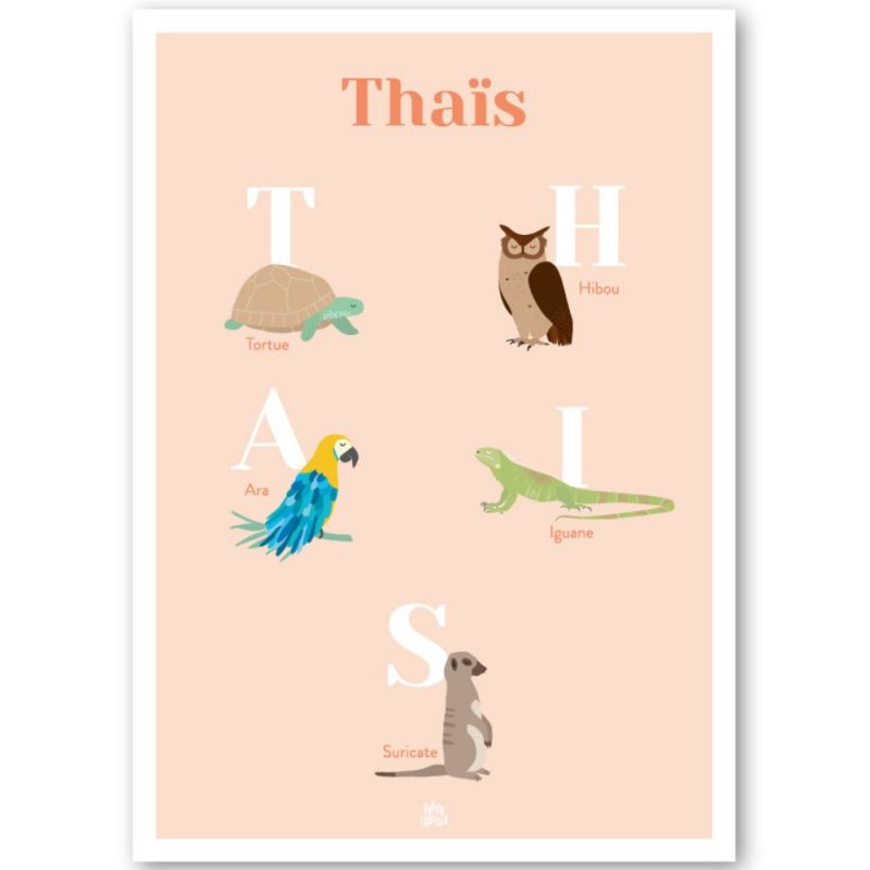 Affiche A3 abécédaire animaux corail (personnalisable) Papier curieux