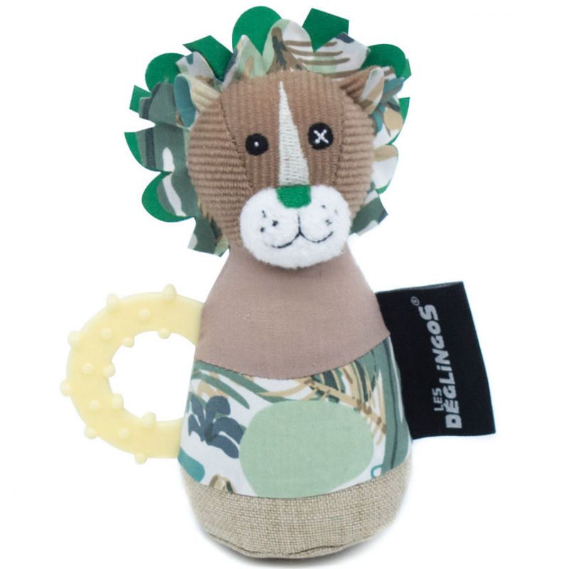 Jouet de dentition maracas Jélékros le lion (13 cm) Les Déglingos