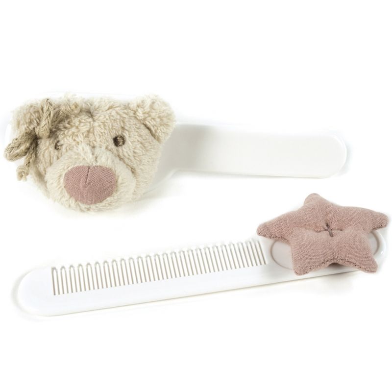Set peigne et brosse Amelie ours rose Pasito a pasito