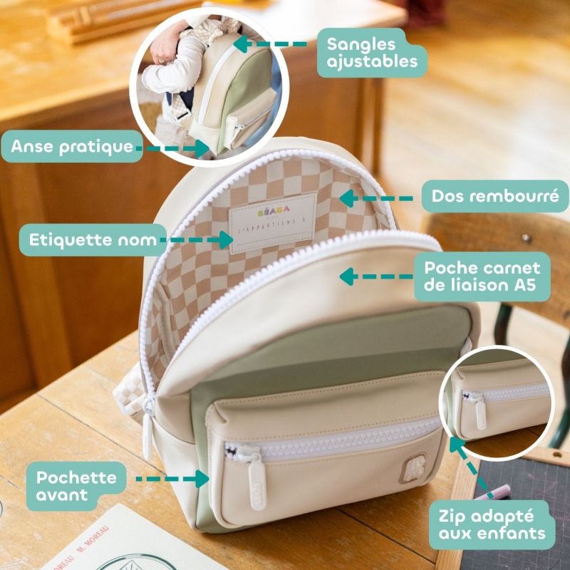 Sac à dos enfant Faro Vert de gris (23x14 cm) Béaba Ambiance 9