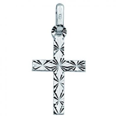 Pendentif Croix diamantée (or blanc 750°) Berceau magique bijoux
