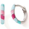 Boucles d'oreilles Créoles laquées Rose-Fushia-Bleu (argent) Baby bijoux Produit 1