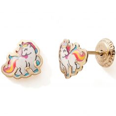 Boucles d'oreilles à vis Licorne (or jaune 9 carats) - Baby bijoux