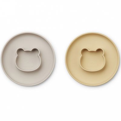 Lot de 2 assiettes à compartiments Gordon Mr Bear wheat yellow sandy mix Liewood
