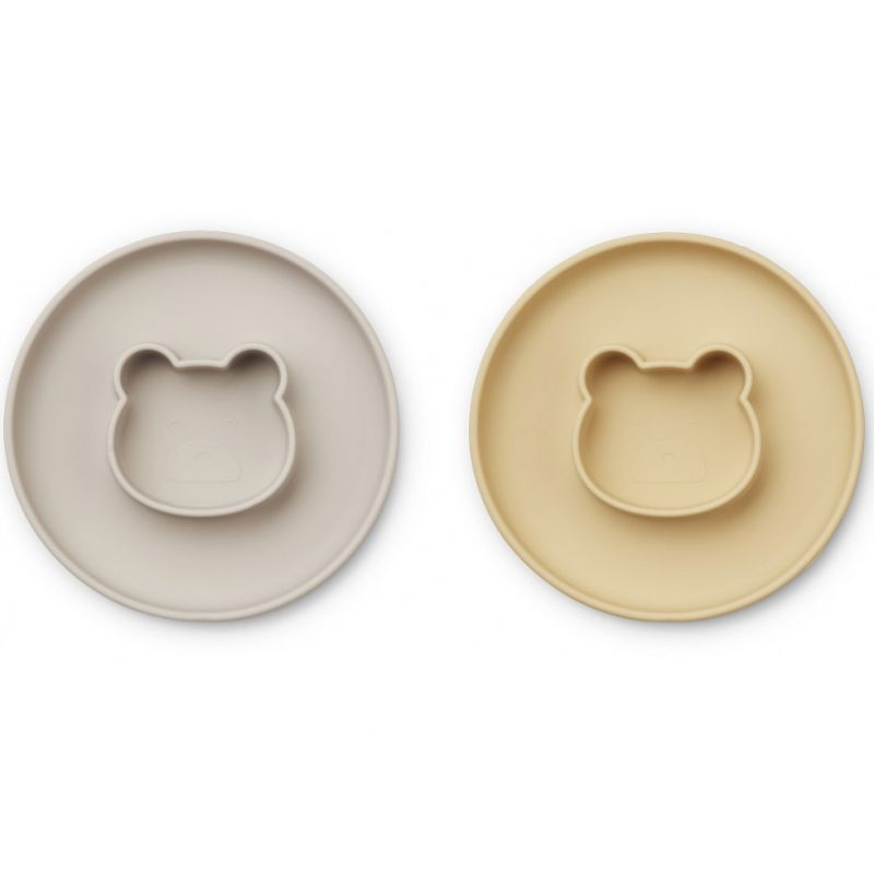 Lot de 2 assiettes à compartiments Gordon Mr Bear wheat yellow sandy mix Liewood