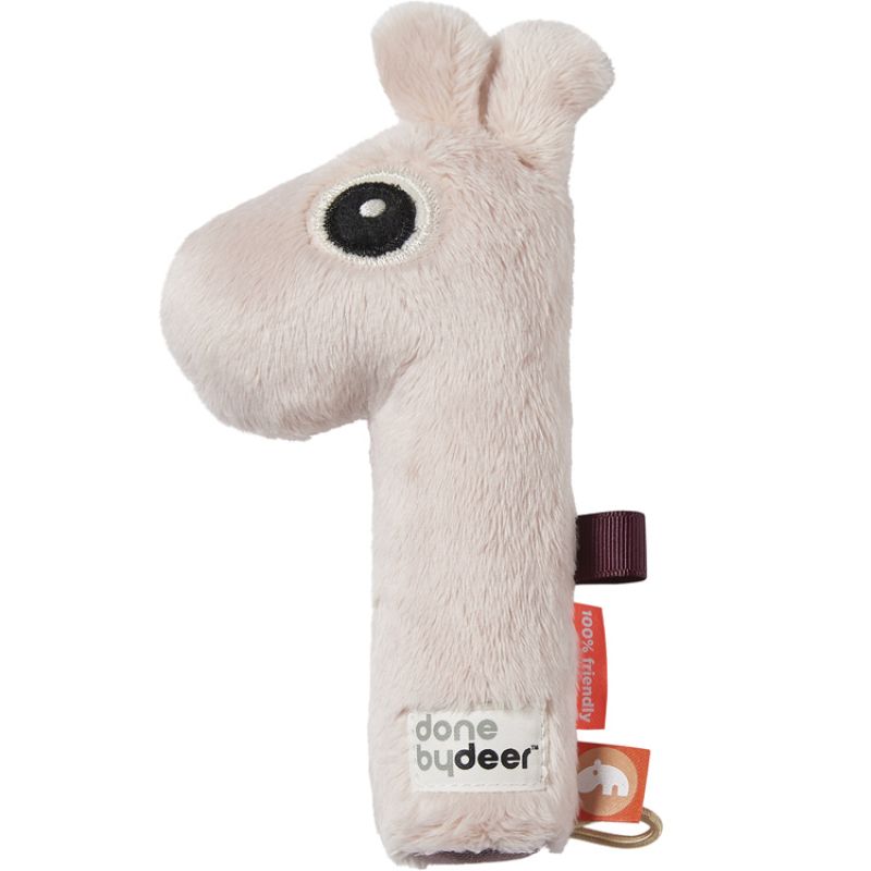 Hochet sensoriel Raffi la girafe rose clair (17 cm) Done by Deer