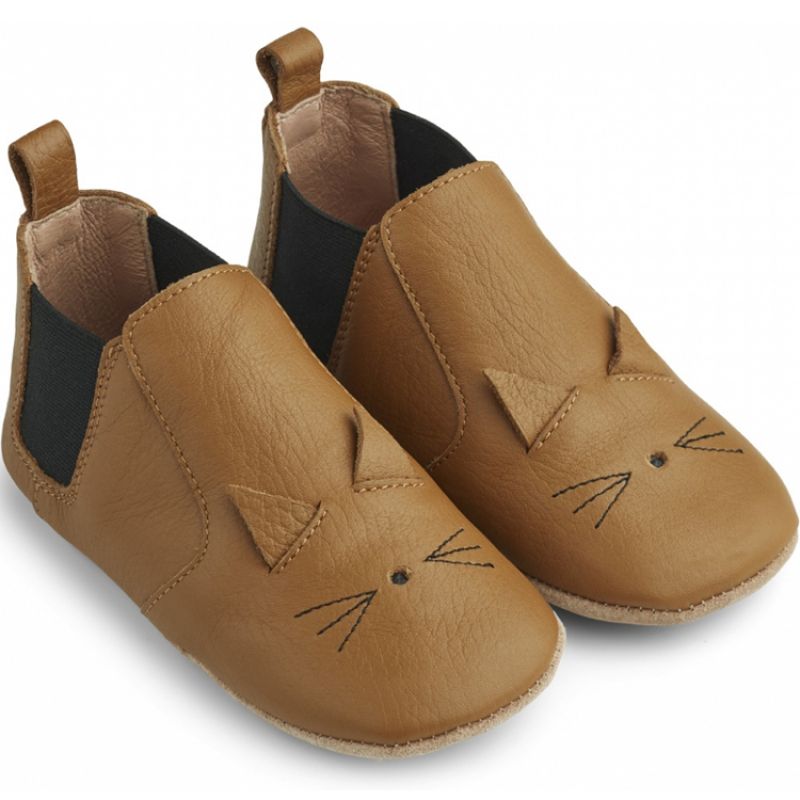 Chaussons bébé en cuir Edith Cat golden caramel (pointure 19) Liewood