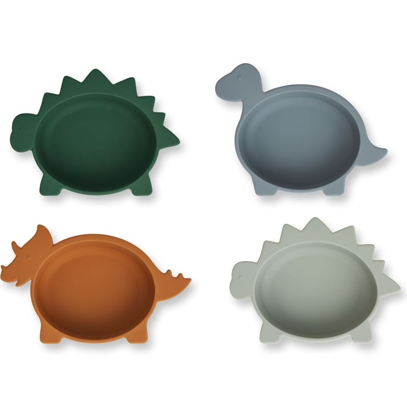 Lot de 4 bols en silicone Iggy Dino Blue Multi Mix Liewood